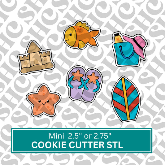 Mini Summer Cookie Cutter STL Files – Perfect for Beach, Sunshine, and Holiday-Themed Cookies | Set 1