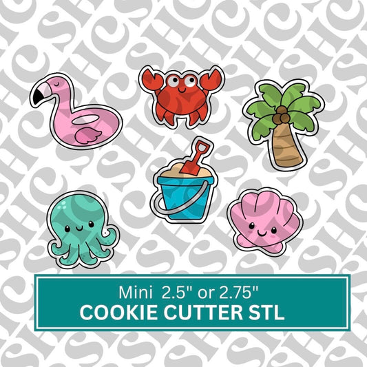 Mini Summer Cookie Cutter STL Files – Perfect for Beach, Sunshine, and Holiday-Themed Cookies | Set 2