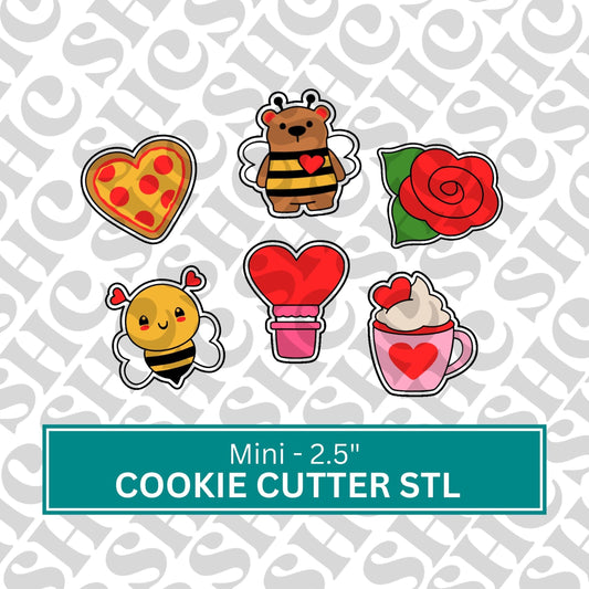 Mini Valentine's Cookie Cutter Stl Set 2 | Valentine Stl | Mini Heart | Mini Vday Cookie Stl |Mini Cookie Cutter Set | Mini Galentine