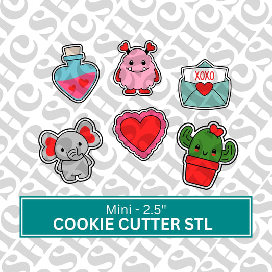 Mini Valentine's Cookie Cutter Stl Set 3 | Valentine Stl | Mini Heart | Mini Vday Cookie Stl |Mini Cookie Cutter Set | Mini Galentine