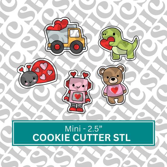 Mini Valentine's Cookie Cutter Stl Set 4 | Valentine Stl | Mini Heart | Mini Vday Cookie Stl |Mini Cookie Cutter Set | Mini Galentine