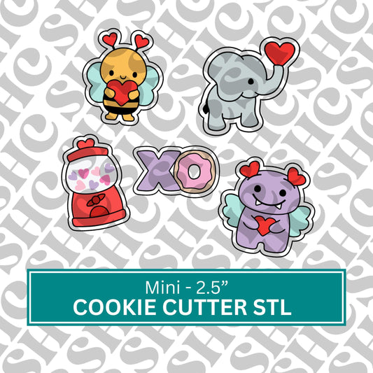 Mini Valentine's Cookie Cutter Stl Set 5 | Valentine Stl | Mini Heart | Mini Vday Cookie Stl |Mini Cookie Cutter Set | Mini Galentine