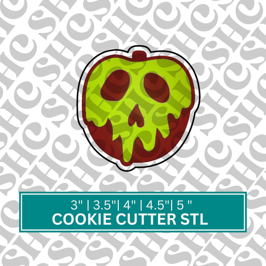 Poison Apple Cookie Cutter Stl + Fondant Stamp Stl | STL FILE| 3D Printing | Digital Download | Fondant Stamp STL | Cookie Cutter File