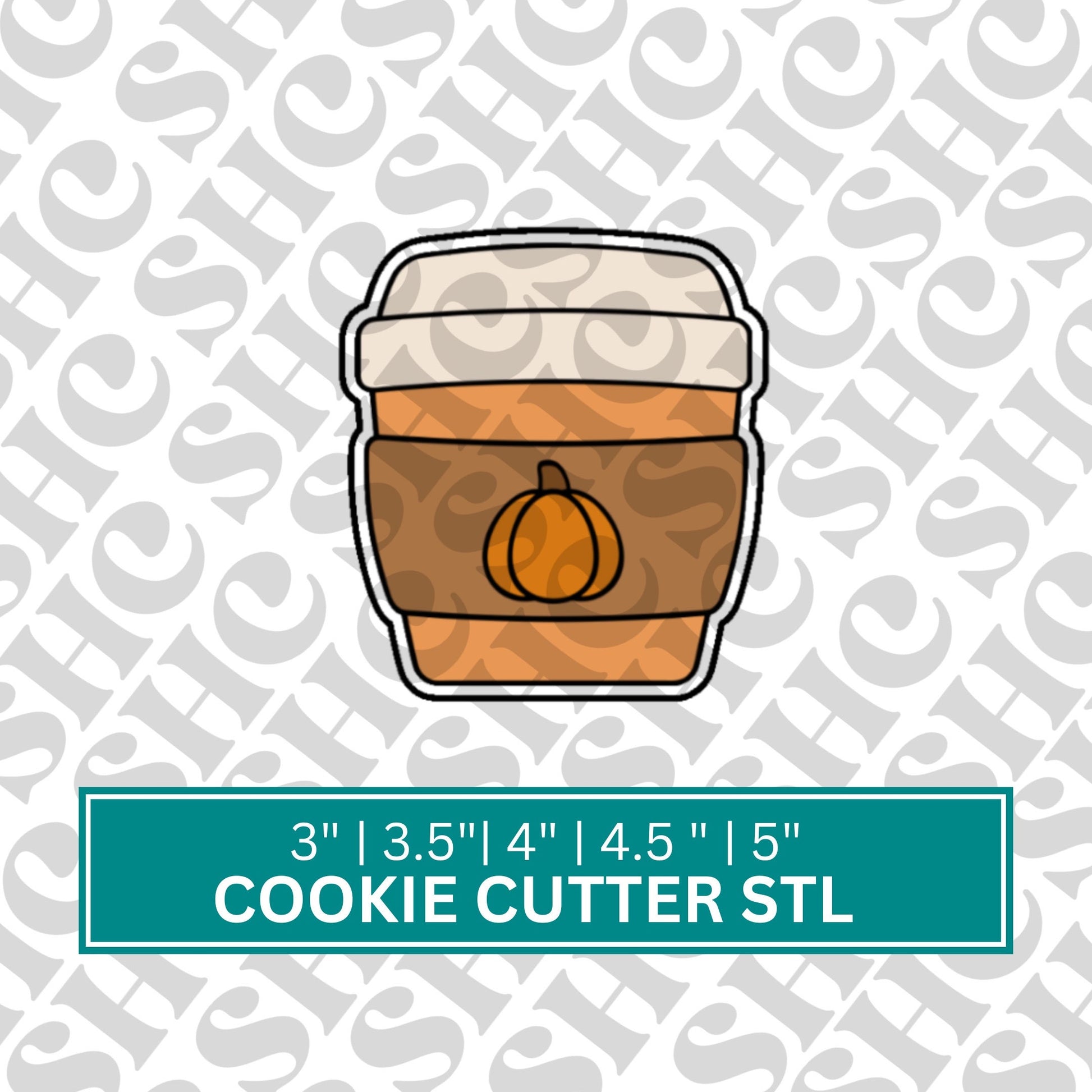 Pumpkin Spice Cookie Cutter STL, Chubby Fall Cookie Cutter, Chubby To Go Coffee Mug, Thanksgiving STL, To Go Coffee Cup Cookie Cutter Stl