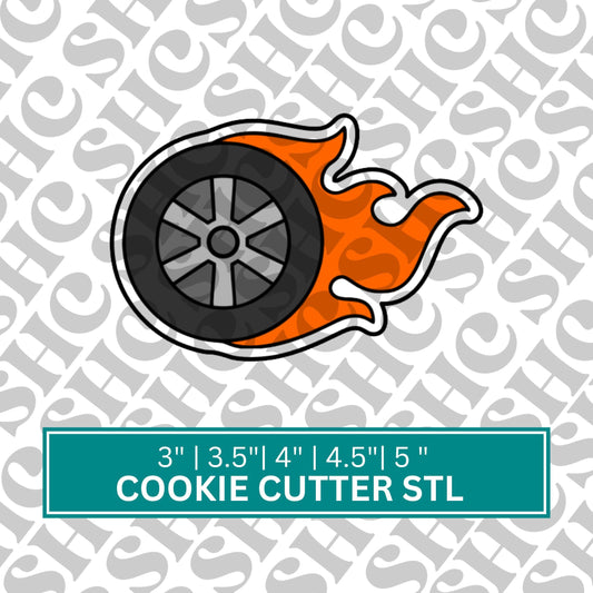 Race Tyre with Flame Cookie Cutter STL File – Unique 3D Printable Design for Racing Enthusiasts