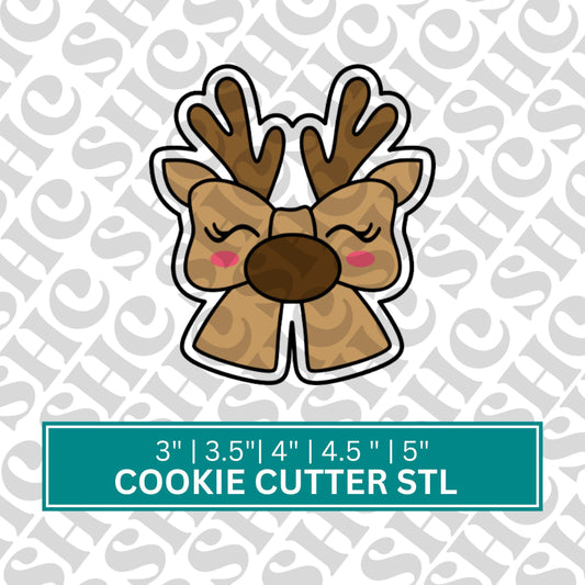 Reindeer Bow Cookie Cutter STL, Reindeer Cookie Cutter, Christmas STL, Holiday Cookie Cutter, Christmas Deer Cookies, Christmas Bow Cookie