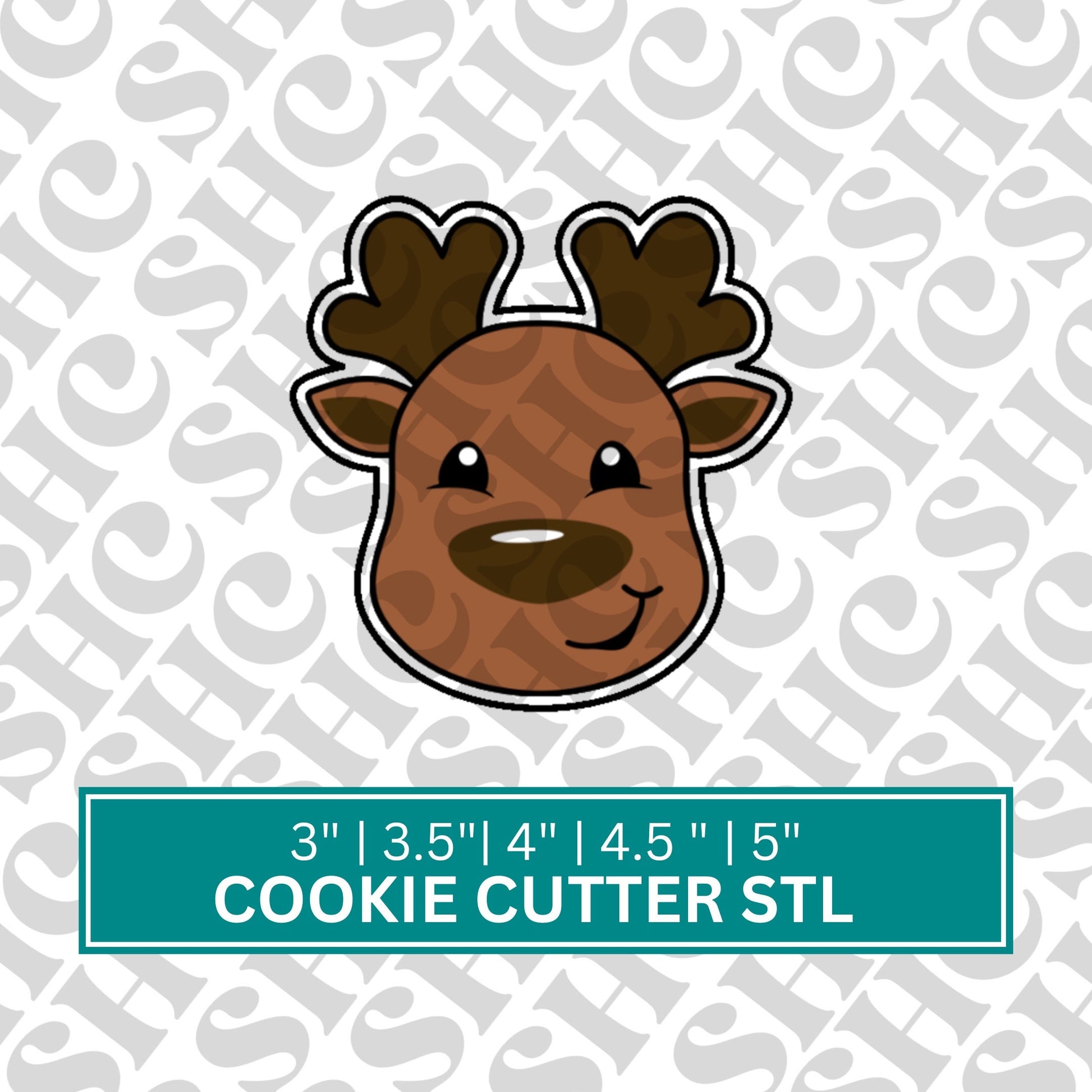 Reindeer Cookie Cutter STL, Santa's Reindeer 3D Cutter,Holiday Stl, Rudolph Cookie Cutter File, Chubby Christmas Stl, Rudolph Reindeer Stl