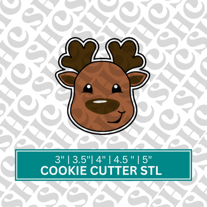 Reindeer Cookie Cutter STL, Santa's Reindeer 3D Cutter,Holiday Stl, Rudolph Cookie Cutter File, Chubby Christmas Stl, Rudolph Reindeer Stl