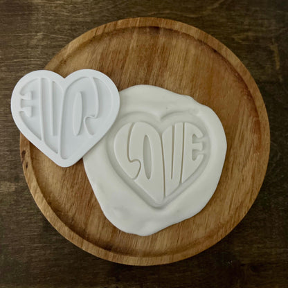Retro Love Heart Embosser & Cookie Cutter | Valentine's Cookies | Valentine Embosser | Valentine Debosser | Heart Embosser Stl | Vday