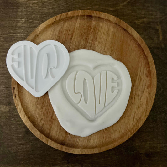 Retro Love Heart Embosser & Cookie Cutter | Valentine's Cookies | Valentine Embosser | Valentine Debosser | Heart Embosser Stl | Vday