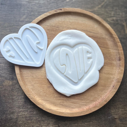 Retro Love Heart Embosser & Cookie Cutter | Valentine's Cookies | Valentine Embosser | Valentine Debosser | Heart Embosser Stl | Vday