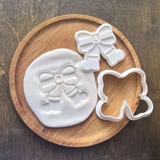 Santa Bow Cookie Cutter & Fondant Stamp STL, Santa Cookie Cutter Stamp, Christmas STL, Holiday Cookie Cutter, Santa Cookie