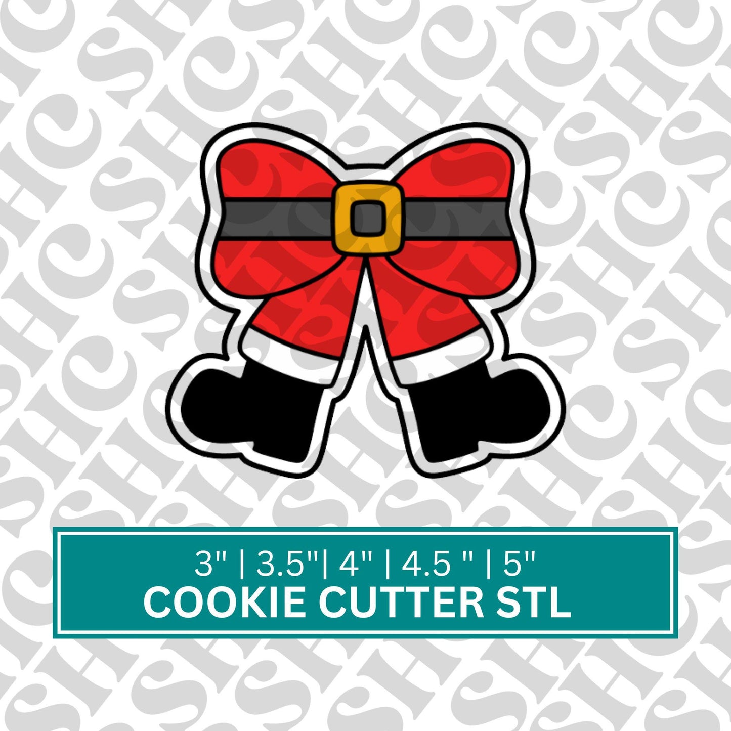 Santa Bow Cookie Cutter STL, Santa Cookie Cutter, Christmas STL, Holiday Cookie Cutter, Xmas Cookies, Christmas Bow Cookie Cutter