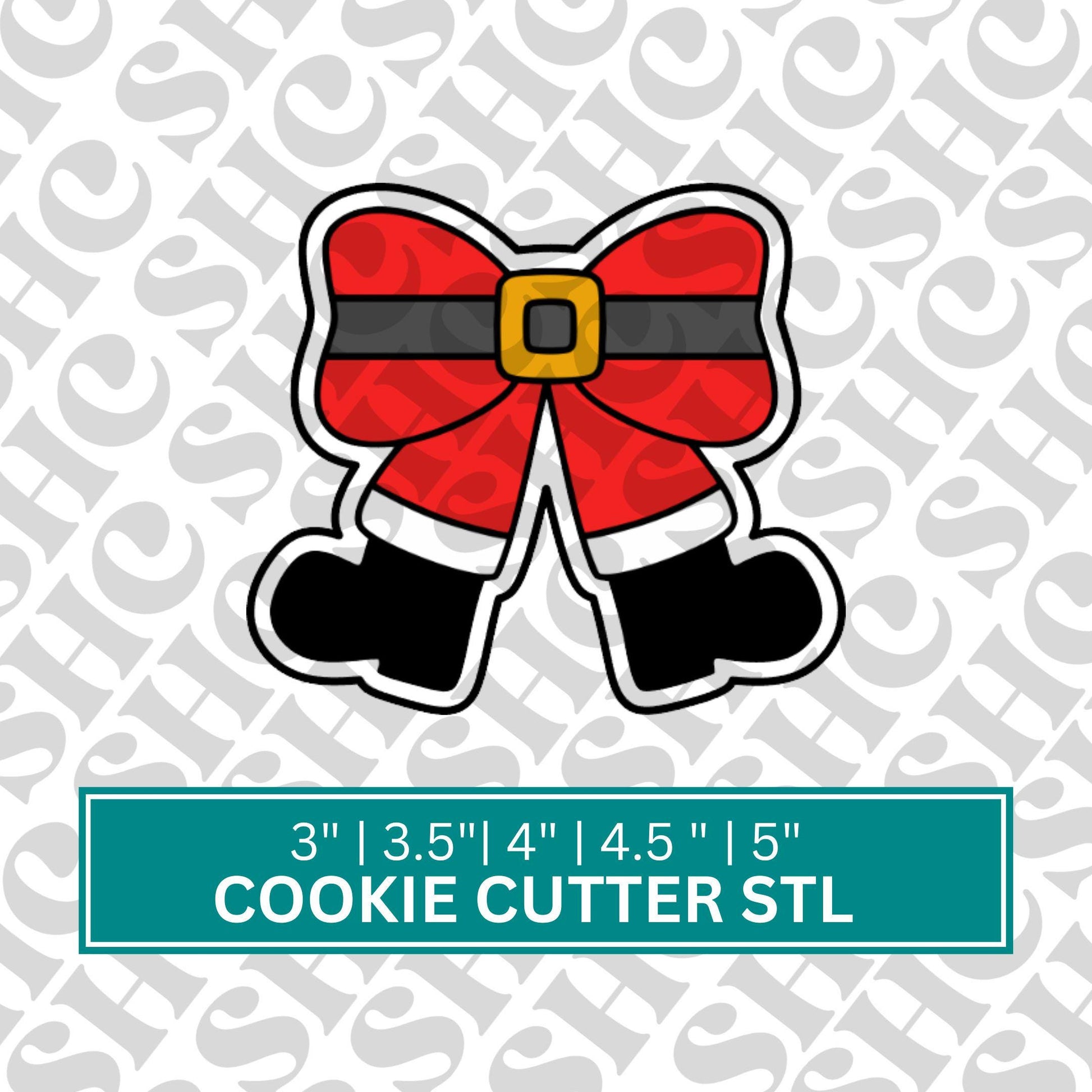 Santa Bow Cookie Cutter STL, Santa Cookie Cutter, Christmas STL, Holiday Cookie Cutter, Xmas Cookies, Christmas Bow Cookie Cutter