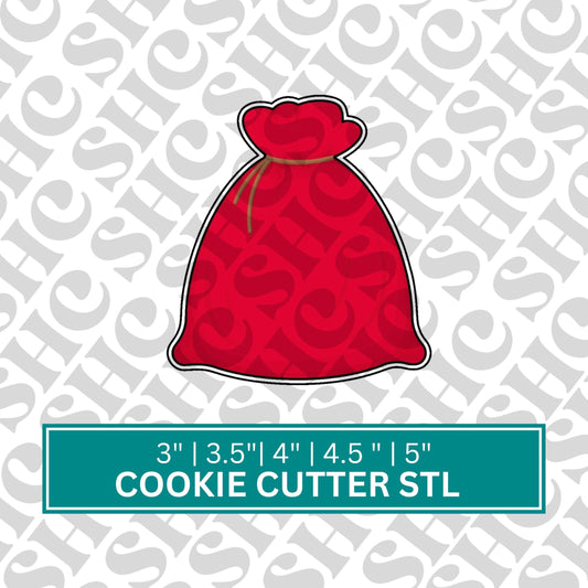 Santa Sack STL File, Christmas Sack Cookie Cutter , Santa Bag STL File, Santa Bag Digital Download, Toy Sack Cookie Cutter