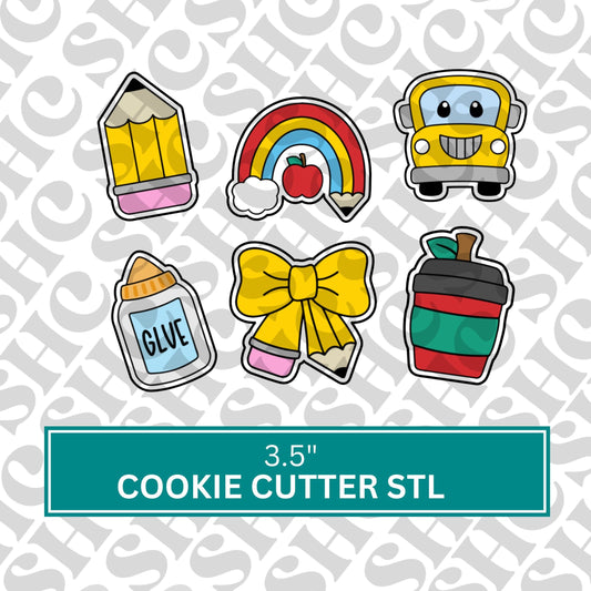 School/Back to School Cookie Cutter STL Files | 3D Printable Cookie Cutter Set | Classroom Cookie Cutters | DIY Baking Supplies| Set 1