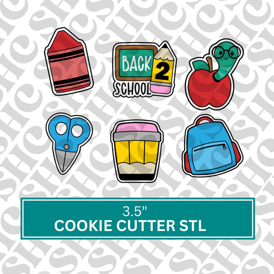 School/Back to School Cookie Cutter STL Files | 3D Printable Cookie Cutter Set | Classroom Cookie Cutters | DIY Baking Supplies| Set 2
