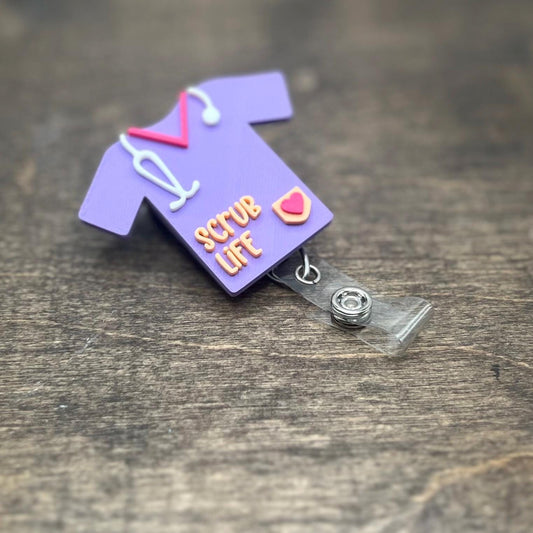 3D Badge Topper STL, Scrub Top STL, Scrub Top Badge Topper, Badge reel topper stl, medical badge reel stl, healthcare worker stl