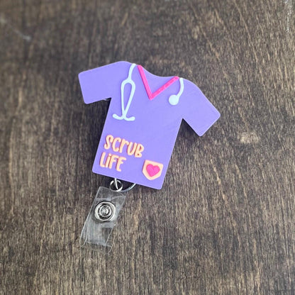 3D Badge Topper STL, Scrub Top STL, Scrub Top Badge Topper, Badge reel topper stl, medical badge reel stl, healthcare worker stl