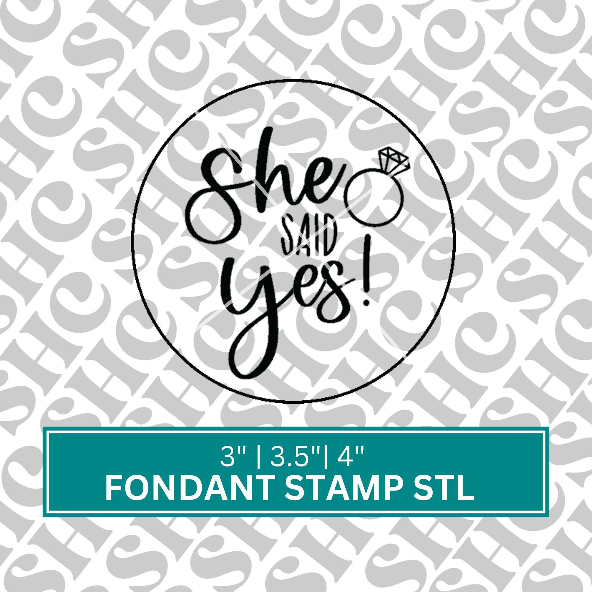 She said yes! Fondant Stamp STL, Bridal Debosser, Bride to Be Stamp, Bride, 2024 Bride STL, Bridal Cookies, Wedding Cookies, Bachelorette