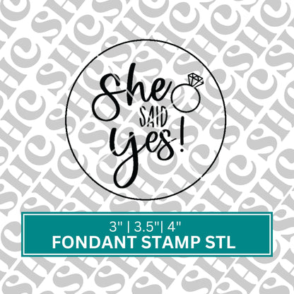 She said yes! Fondant Stamp STL, Bridal Debosser, Bride to Be Stamp, Bride, 2024 Bride STL, Bridal Cookies, Wedding Cookies, Bachelorette