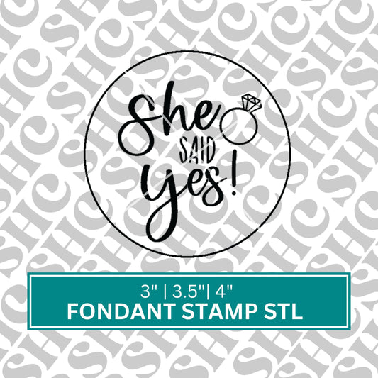 She said yes! Fondant Stamp STL, Bridal Debosser, Bride to Be Stamp, Bride, 2024 Bride STL, Bridal Cookies, Wedding Cookies, Bachelorette