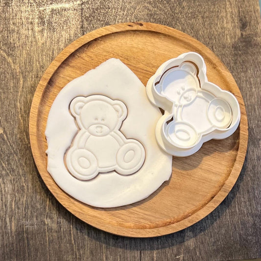 Sitting Teddy Bear Cookie Cutter & Fondant Stamp STL | 3D Printable Baking Tool | Baby Shower Cookie Cutter | We can Bearly Wait Theme