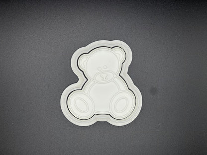 Sitting Teddy Bear Cookie Cutter & Fondant Stamp STL | 3D Printable Baking Tool | Baby Shower Cookie Cutter | We can Bearly Wait Theme
