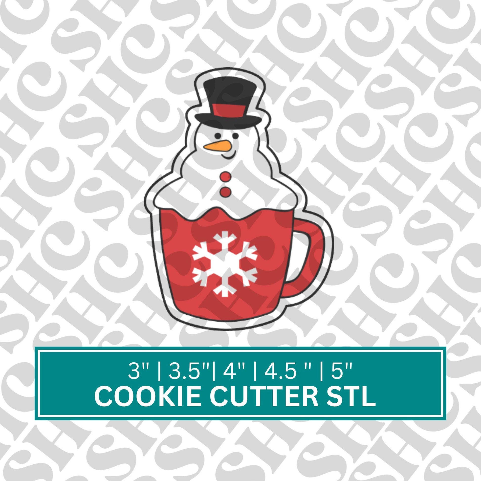 Snowman Mug Cookie Cutter STL, Christmas Mug 3D Cutter, Holiday Stl, Snowman Cookie Cutter File, Chubby Christmas Stl, Chubby Mug Stl