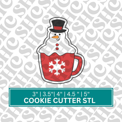 Snowman Mug Cookie Cutter STL, Christmas Mug 3D Cutter, Holiday Stl, Snowman Cookie Cutter File, Chubby Christmas Stl, Chubby Mug Stl