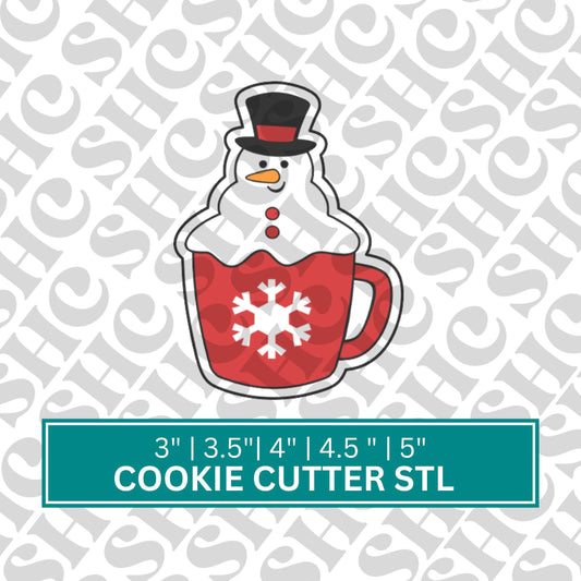 Snowman Mug Cookie Cutter STL, Christmas Mug 3D Cutter, Holiday Stl, Snowman Cookie Cutter File, Chubby Christmas Stl, Chubby Mug Stl