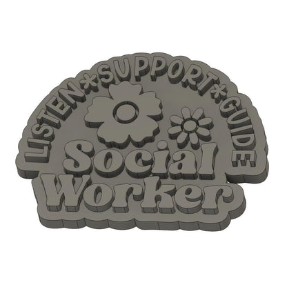 Social Worker Badge Reel Topper STL - Listen Support Guide - 3D Printable Badge Reel Design for Social Workers - Lanyard Accessory