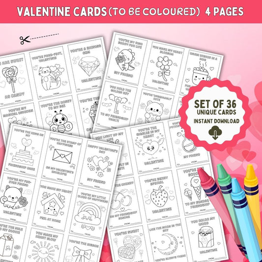 Spread Love and Creativity: Printable Valentine Cards for Kids to Colour and Share - SHCreations