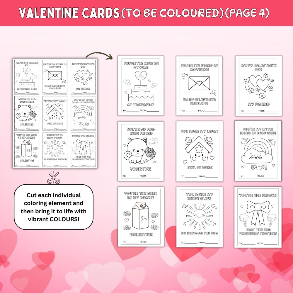 Spread Love and Creativity: Printable Valentine Cards for Kids to Colour and Share - SHCreations