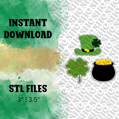 St. Paddy's Day Cookie Cutter STL | Leprechaun Hat Cookie Cutter | Clover Stl | Pot of Gold Cookie Cutter | Gold Stl