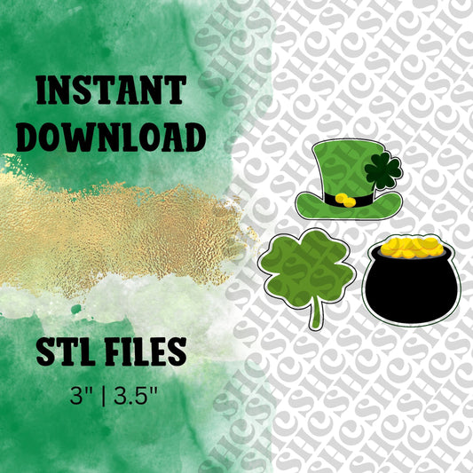 St. Paddy's Day Cookie Cutter STL | Leprechaun Hat Cookie Cutter | Clover Stl | Pot of Gold Cookie Cutter | Gold Stl