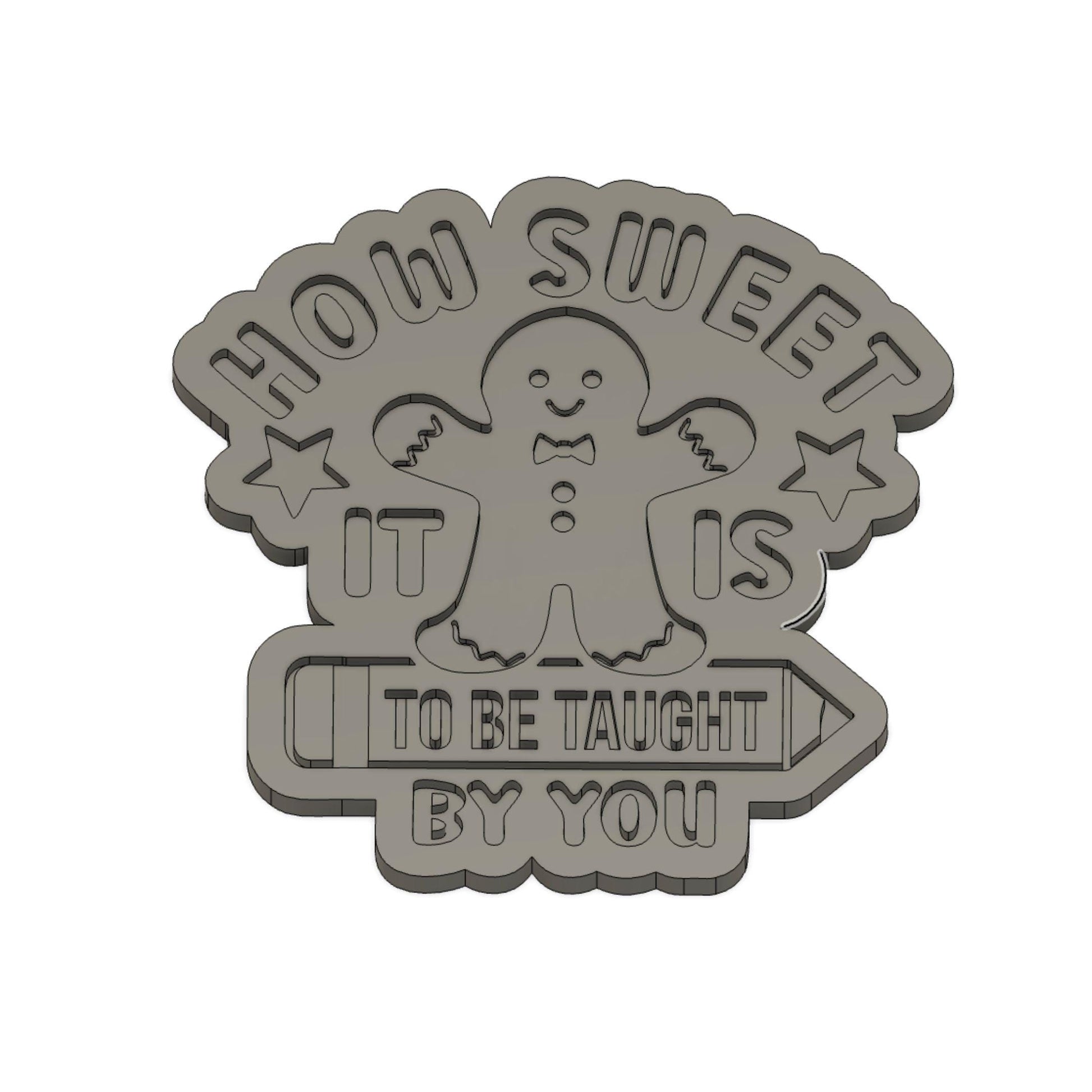 Teacher Christmas Fondant Embosser, Teacher Appreciation Cookie Cutter STL, Gingerbread Embosser, Xmas Cookies, Xmas Fondant Stamp, Debosser