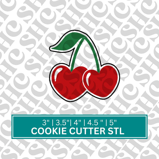 Valentine Cherry Cookie Cutter STL| Cherry Cookie Cutter | Valentine Stl | Vday Cookies| Galentine Cookie Stl | Heart Cherry | Fruit Stl