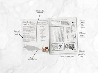 Wedding Newspaper Template, Wedding Program, Wedding timeline, Wedding itinerary, Ceremony program, Wedding crossword, Wedding schedule