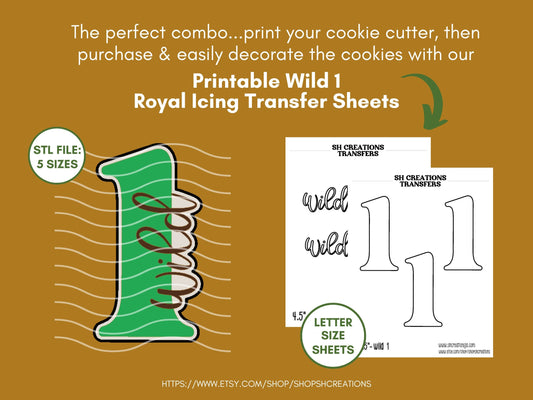 Wild One STL FILE , 1st Birthday Cutter, Number Cookie Cutter , Number STL File , Digital Download , Jungle Cookie Cutter , Jungle Theme