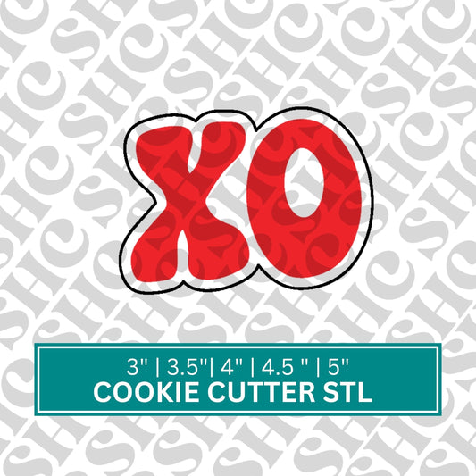 XO Cookie Cutter STL | retro XO Shaped Cookie Cutter | Hugs and Kisses Cookies | Vday Cookies | Valentines Cookie Cutter | Galentine Cookies
