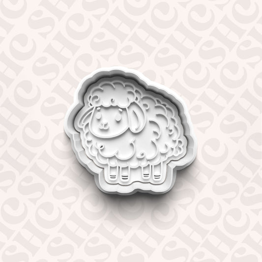 DONE TO ORDER: Sheep Cookie Cutter + Fondant Stamp Set