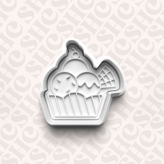 DONE TO ORDER: Sundae Cookie Cutter + Fondant Stamp Set 1