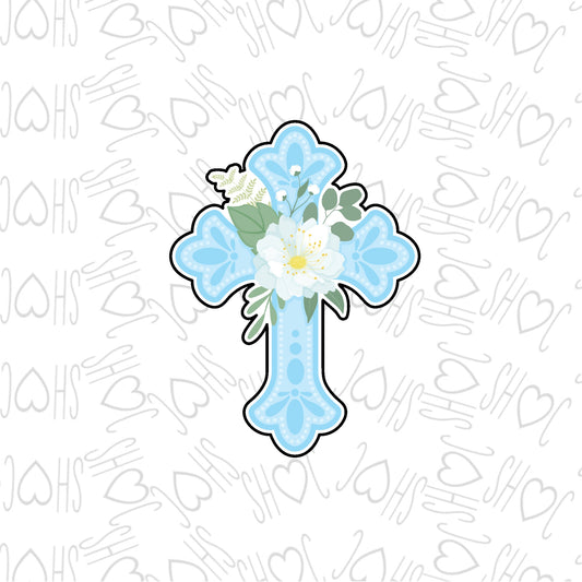 DONE TO ORDER: Floral Cross 2 Cookie Cutter