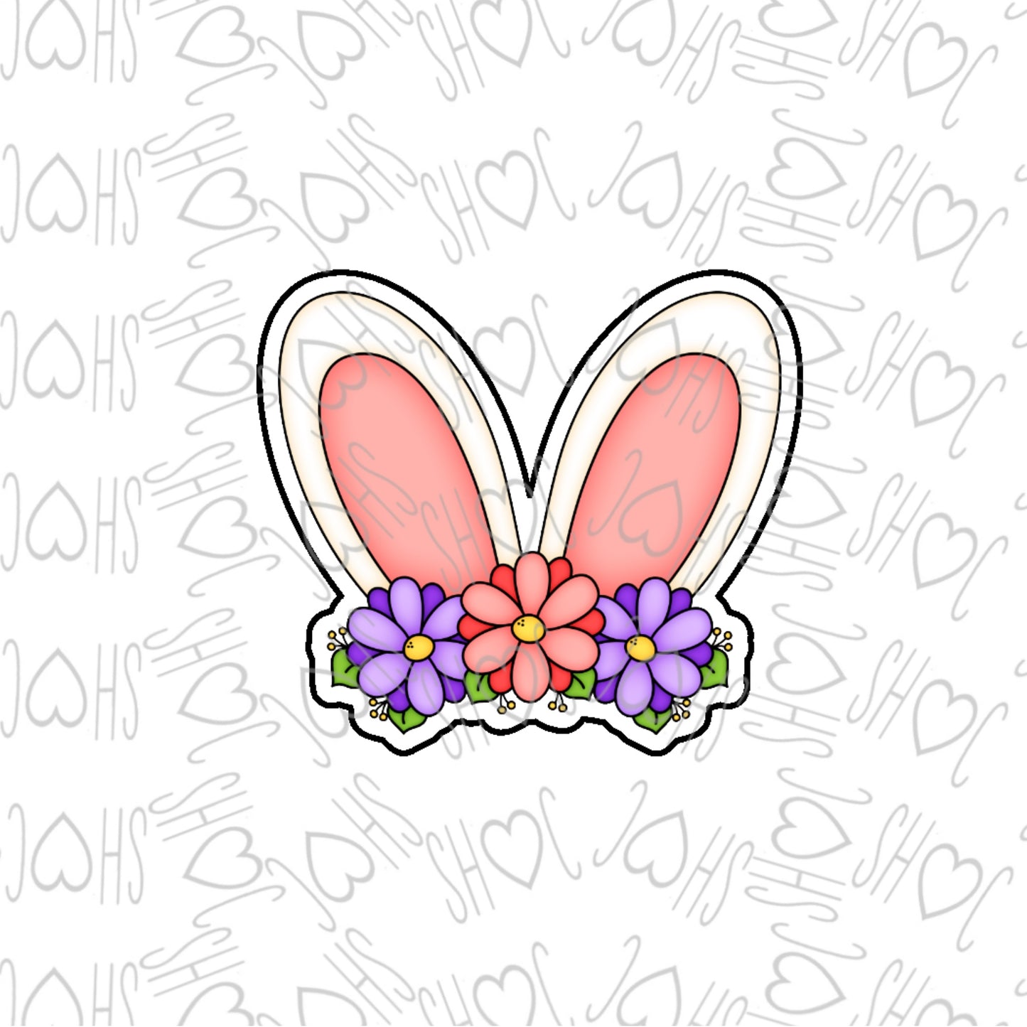 DONE TO ORDER: Floral Bunny Ears Cookie Cutter