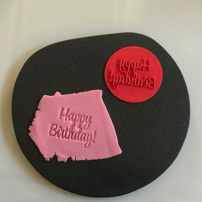 DONE TO ORDER: “Happy Birthday"  Fondant Stamp - SHCreations