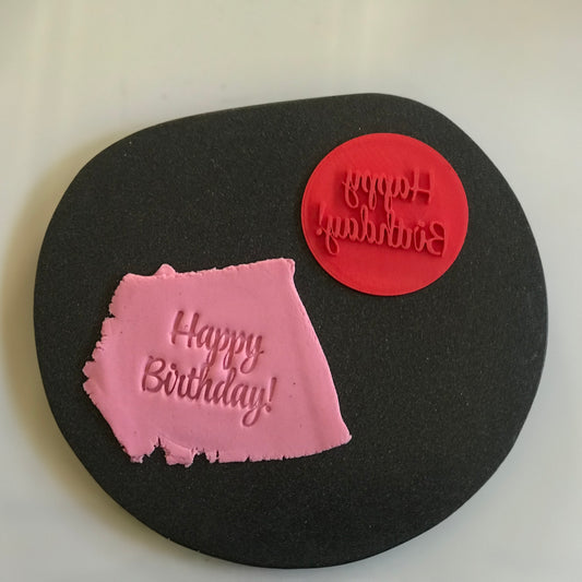 DONE TO ORDER: “Happy Birthday"  Fondant Stamp - SHCreations