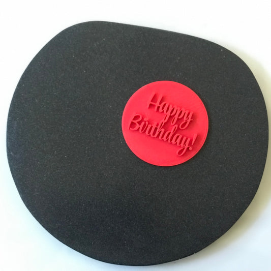 DONE TO ORDER: “Happy Birthday"  Fondant Stamp - SHCreations
