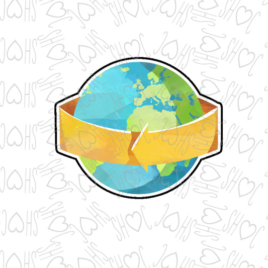 DONE TO ORDER: Earth with Banner Cookie Cutter - SHCreations