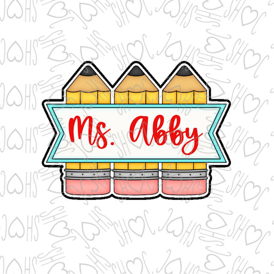 DONE TO ORDER: Pencil Plaque Cookie Cutter - SHCreations